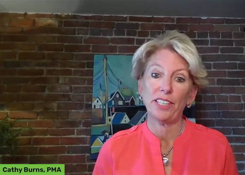 Cathy Burns gives an Aug. 13 video update on COVID-19-related precautions for Fresh Summit.