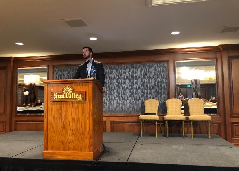 Kevin Vandenberg, account manager for CH Robinson, speaks on the refrigerated truck rate outlook Sept. 1 at the 93rd annual convention of the Idaho Grower Shippers Association.