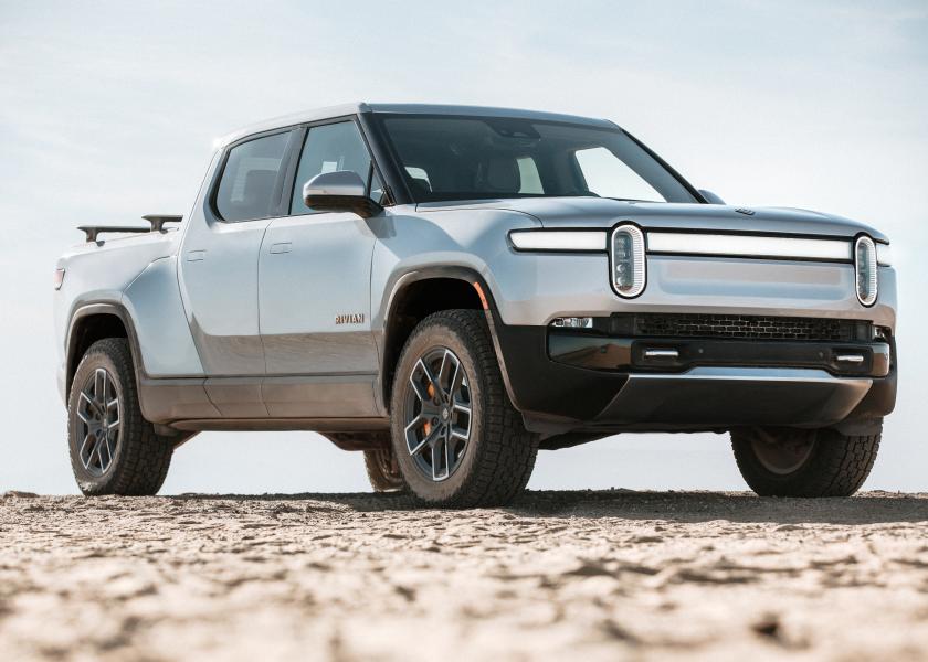 Rivian Rolls R1T Electric Truck Off Assembly Line