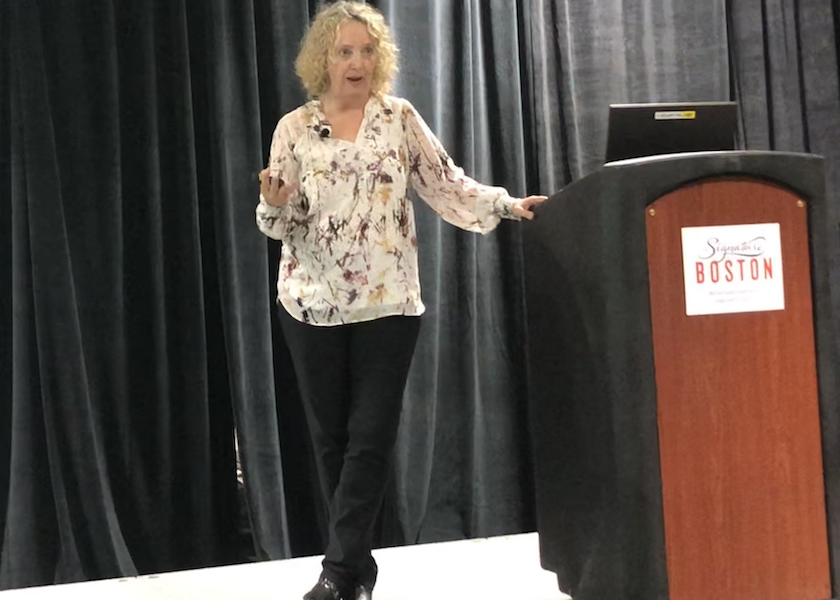 Suzy Badaracco, president of forecasting firm Culinary Tides, shares her detailed findings Sept. 29 in the second session of the two-day 2021 New England Produce Council Expo in Boston.