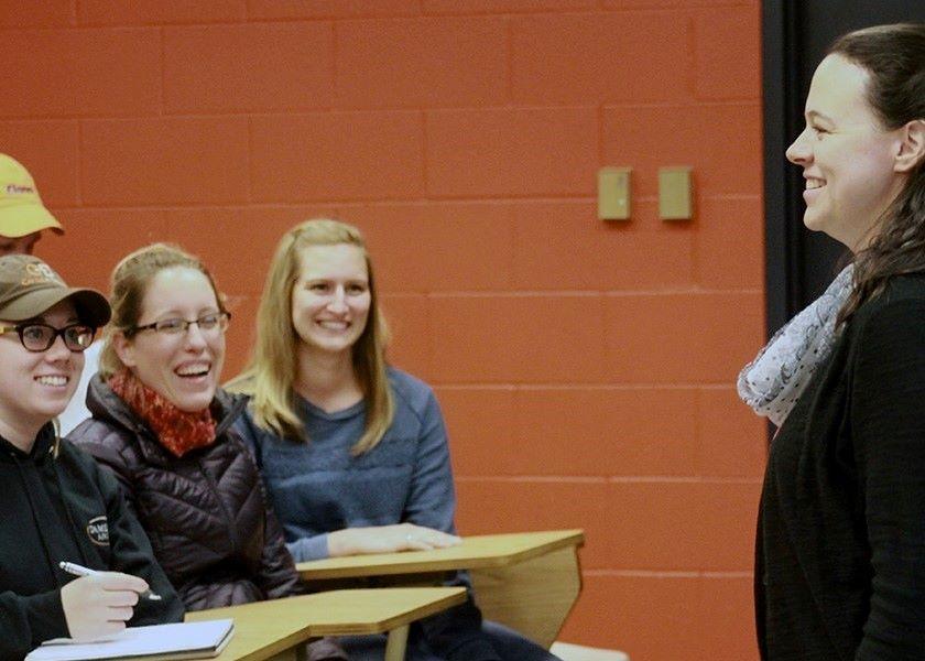 National award winner Anna Dilger (right) brings humor and passion to teaching
