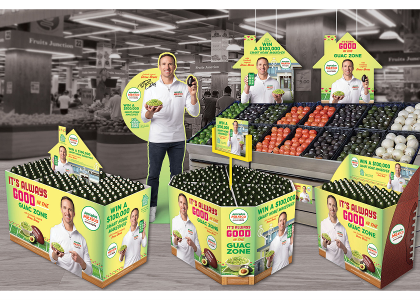 Avocados From Mexico's in-store displays featuring NFL legend Drew Brees.
