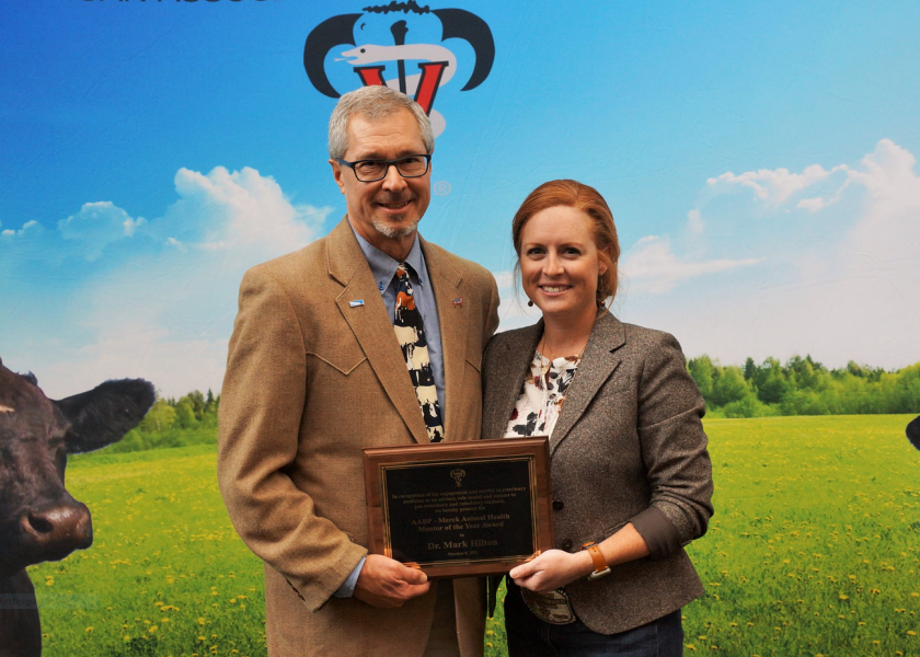Dr. Hilton was presented with the award by Dr. Elizabeth Homerosky, DVM, MSc, DABVP, and partner veterinarian at Veterinary Agri-Health Services.
