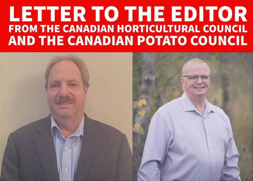 From the left: Bill Zylmans, president Canadian Potato Council and Jan VanderHout, chair of the Canadian Horticultural Council.