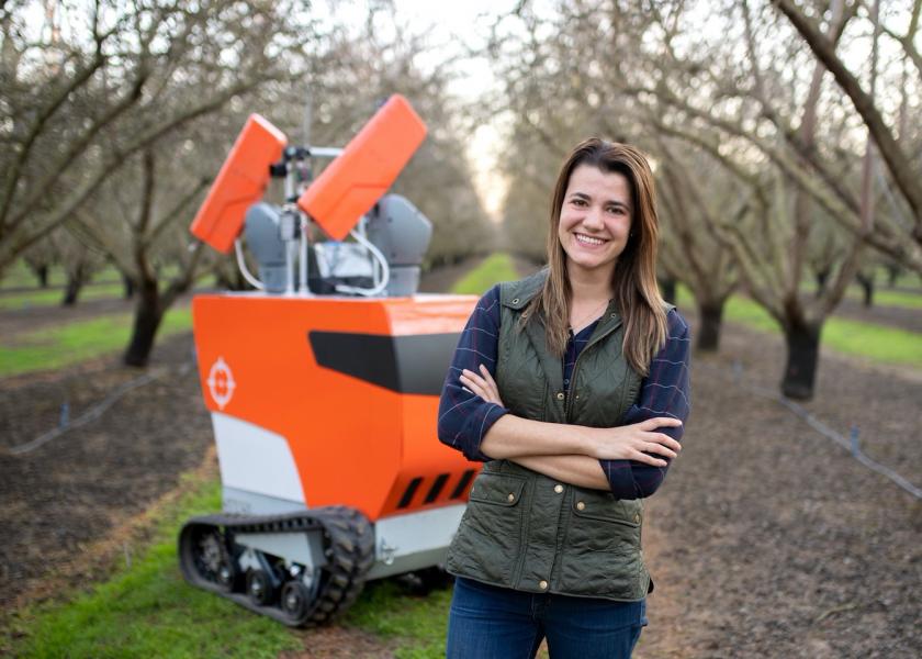 Anna Haldewang, inventor of the pellet-slinging Rover: “Orangeworm is a major pain point for almond growers,” she says, “and they need a solution that doesn’t rely on weather or hand labor.”