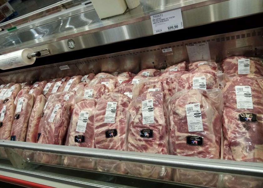 Pork meat case in Veracruz, Mexico Costco.