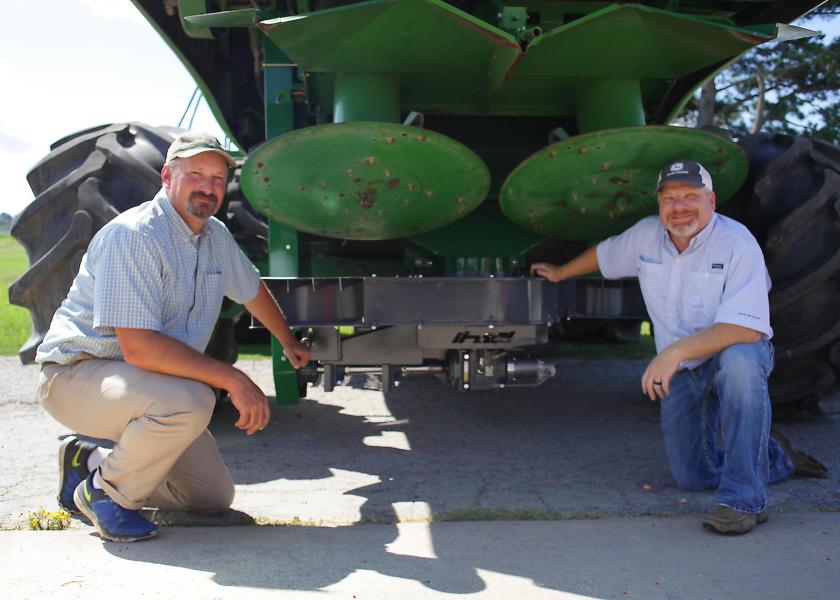 Weed scientists Jason Norsworthy, left, and Tom Barber have trialed seed mill technology. “It’s all about impact, not pulverization…Death by high-velocity,” says Norsworthy. 