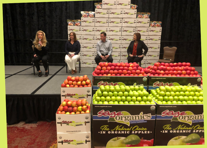 Wendy Reinhardt Kapsak (left), president and CEO of Produce for Better Health Foundation, discusses with panelists organic and other health insights and trends in the “The Sweet Spot: Where Nutrition and Flavor Meet" session Feb. 1 at the Global Organic Produce Expo in Hollywood, Fla.