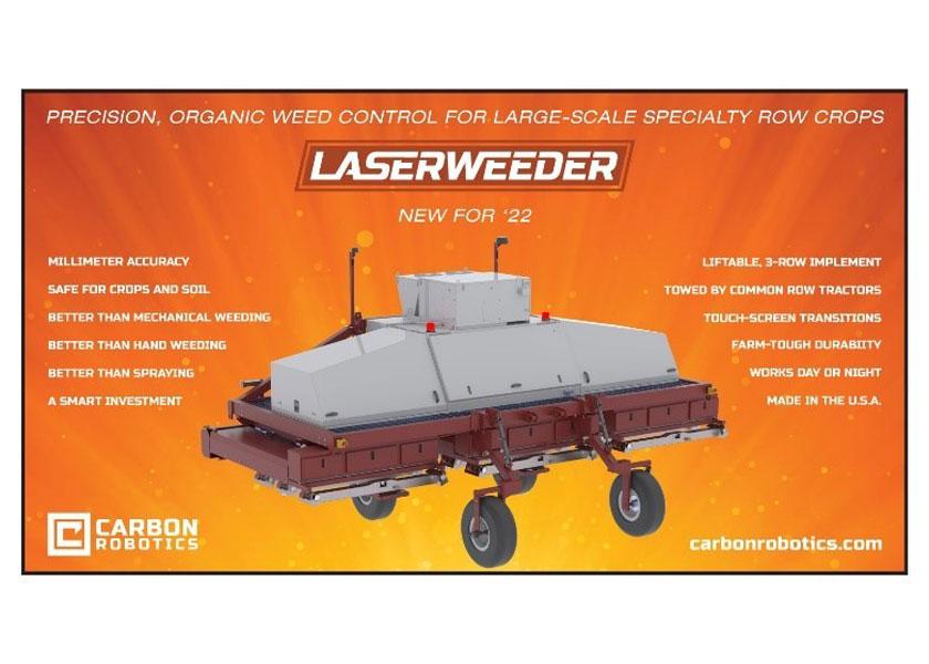The tractor-towed weeding 2022 LaserWeeder implement