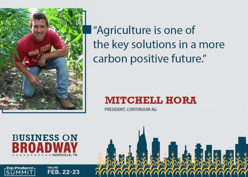 “Agriculture is one of the key solutions in a more carbon positive future,” says Mitchell Hora. 
