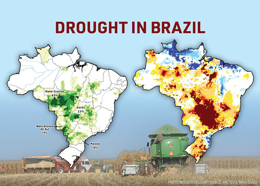 The end of the South American monsoon has come earlier than average this year due to La Niña. The drier finish on the Safrinha crops will limit their yield potential.