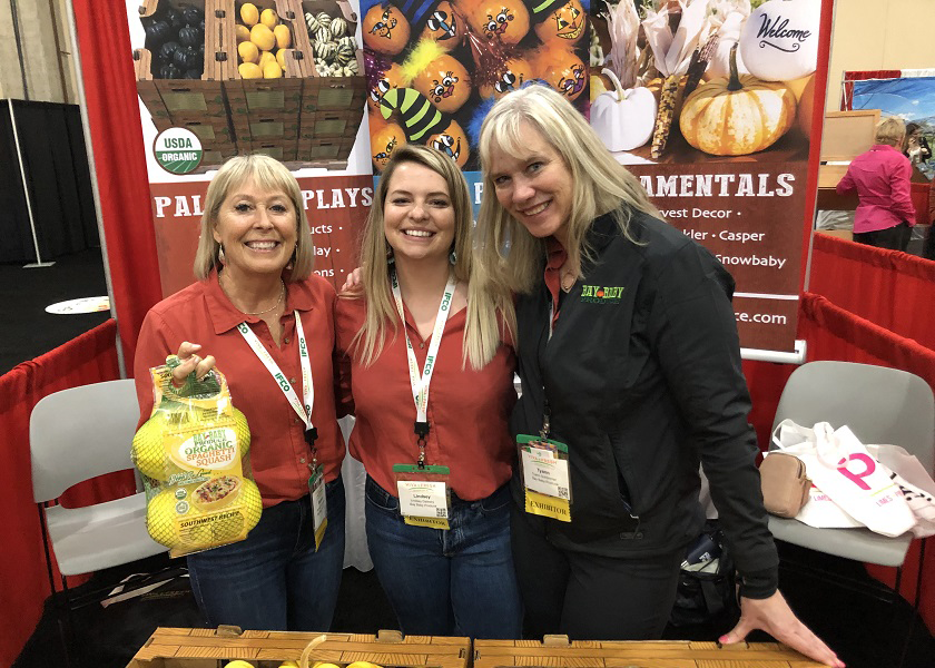 Michele Youngquist, president and co-founder of Bay Baby Produce, Mount Vernon, Wash., with Lindsey Dalesky, sales representative and Tyann Schlimmer, sales representative were first-time exhibitors at Viva Fresh.