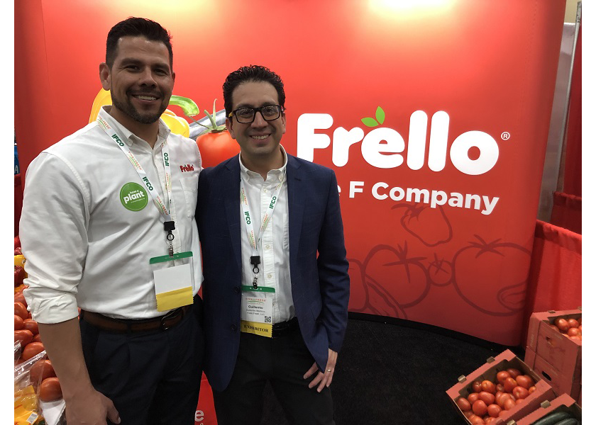 Adrian Vazquez, sales representative for Frello Fresh LLC, and Guillermo Martinez, CEO and co-founder, at the Texas International Produce Association’s 2022 Viva Fresh Expo on April 23.
