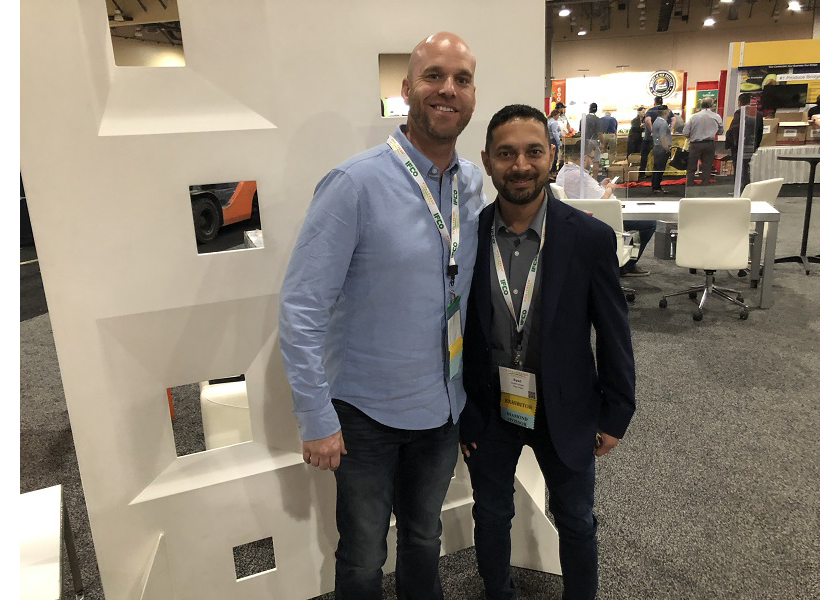 Mitch Kowalewski, vice president of sales and marketing for Hwy Haul, Santa Clara, Calif., (left) and Syed Aman, co-founder and CEO, at the Viva Fresh Expo in Grapevine Texas in April.