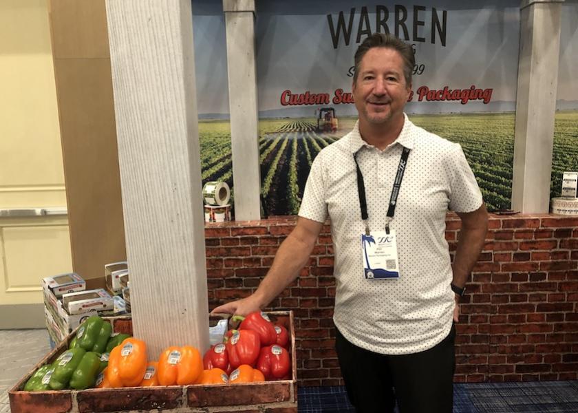 Phil Warren of Warren Packaging talks to attendees at PMG and The Packer's West Coast Produce Expo June 3-4.