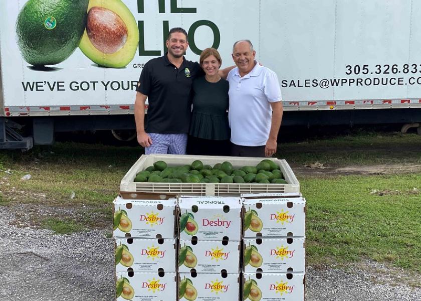 Left to right: Christopher Gonzalez, vice president of sales for WP Produce, Desiree Pardo Morales, vice president of WP Produce and founder/CEO WP’s sister company, Tropical Fruit Box and WP Produce founder Willy Pardo.