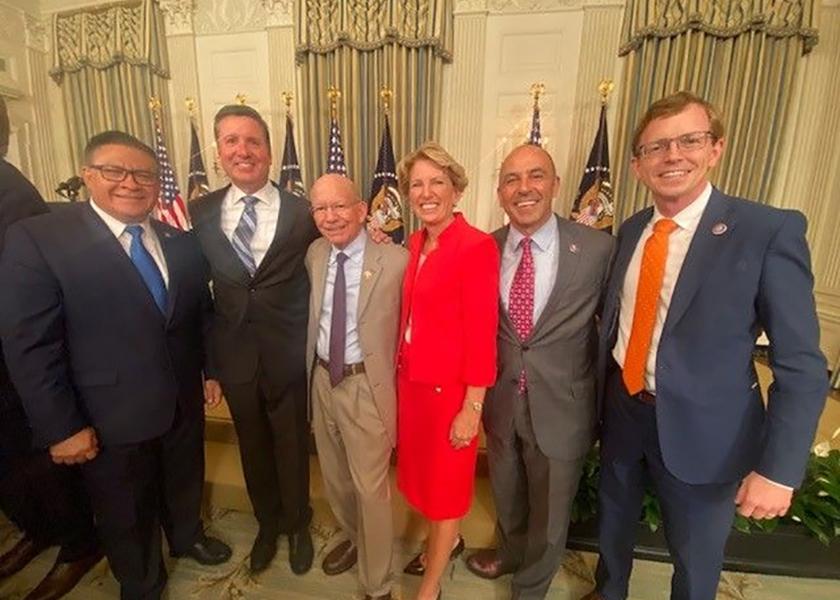 From Left to right: Rep. Salud Carbajal (CA-24); President and CEO Western Growers: Dave Puglia; Rep. Peter DeFazio (OR-4), Chairman House Transportation and Infrastructure Committee; Cathy Burns, CEO of IFPA; Rep. Jimmy Panetta, (CA-20); and, Rep. Dusty Johnson, (SD-AL).