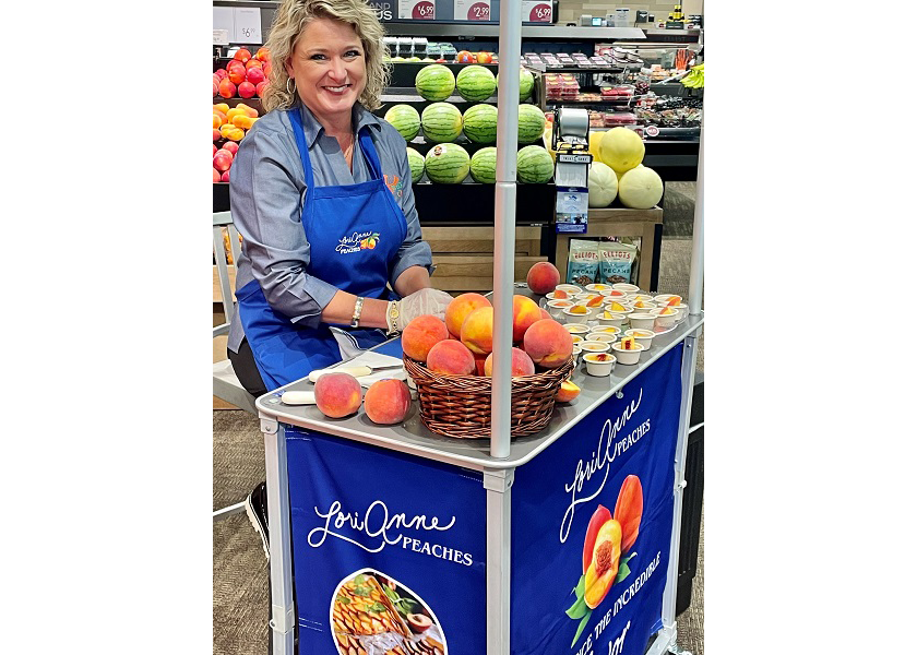Lori Anne Carr, co-owner of Titan Farms will conduct in-store demos for Lori Anne Peaches at select retailer locations in Minnesota and Texas.