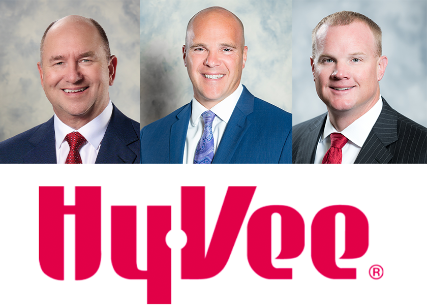 Hy-Vee has changed its executive leadership, including the roles of Randy Edeker (left to right), Aaron Wiese and Jeremy Gosch.