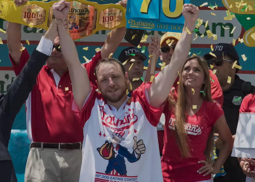 Nathan’s Hot Dog Eating Contest became an animal activist’s target, due to Smithfield Foods supplying the hot dogs for the event.
