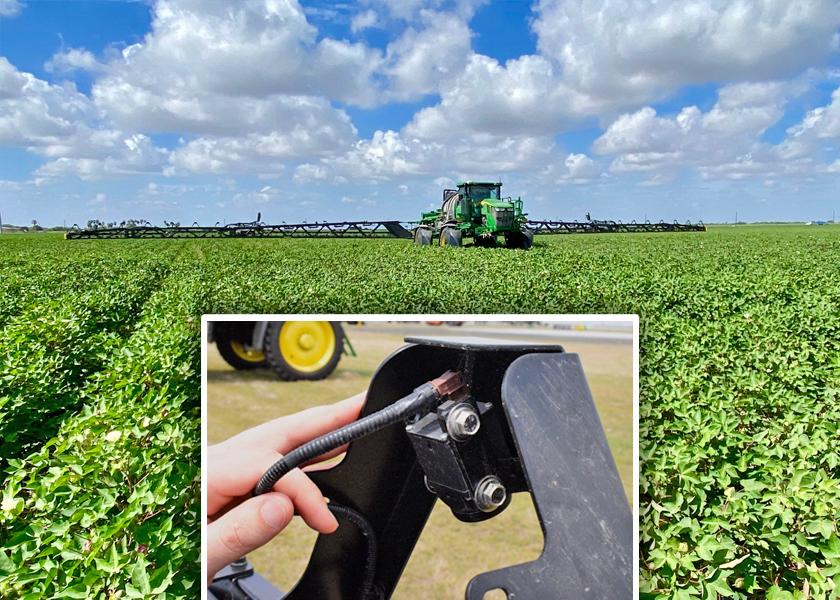 Texas producer Sam Sparks has 36 cameras equally spaced across the 120’ boom on his John Deere 600 series sprayer. Using technology developed by Blue River Technology (purchased by John Deere in 2017), the cameras can identify weeds and immediately spray them, without spraying the entire field.