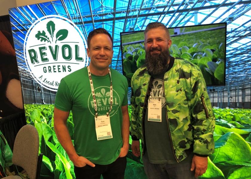 Tom Thompson, chief revenue officer for Revol Greens, with Matt Roy, vice president of foodservice on July 29 at the International Fresh Produce Association’s Foodservice Conference Expo.