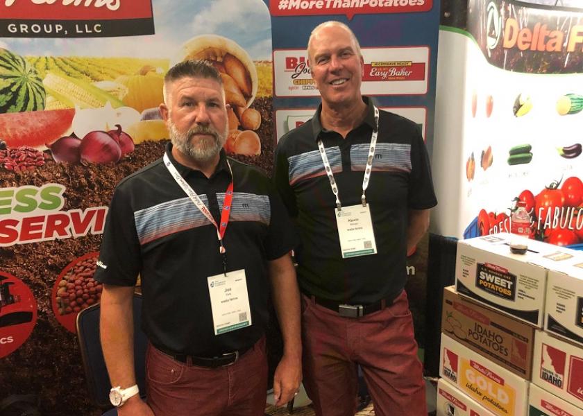 Joe Esta, vice president at Wada Farms Marketing Group LLC, Idaho Falls, Idaho and Kevin Stanger, president of the company, July 29 at the IFPA Foodservice Conference Expo.
