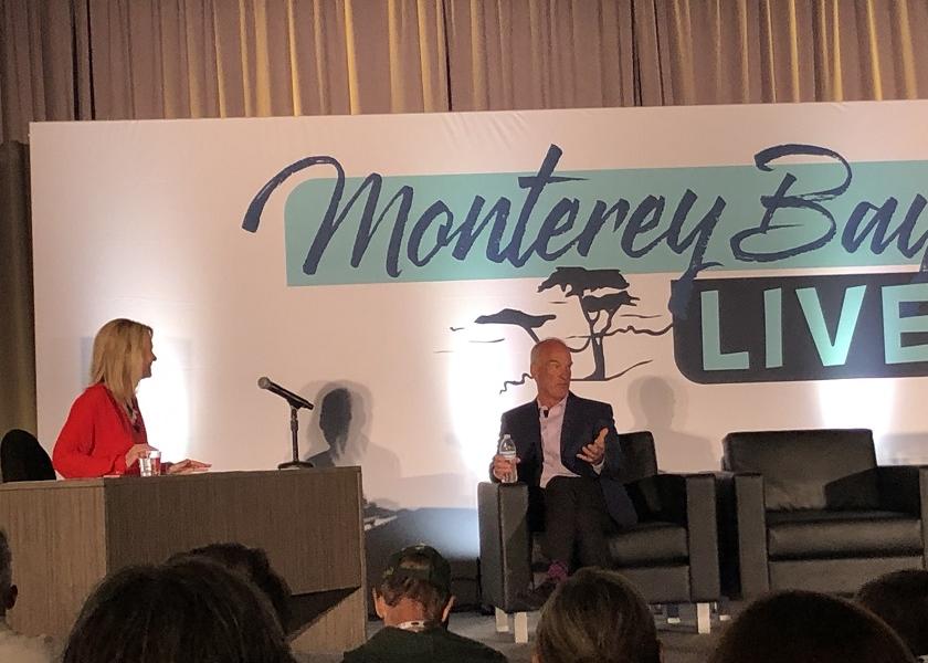 Speaker and consultant Leslie Sbrocco interviews Bruce Taylor, CEO of Taylor Farms at Monterey Bay Live! on July 29 at the IFPA Foodservice Conference.