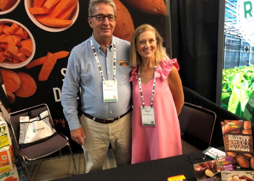 Thomas and Melessa Joyner at the International Fresh Produce Association's Foodservice Conference in Monterey on July 29.