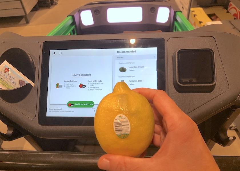 The Amazon Fresh Dash Cart, which is a smart cart that can tell you what produce is nearby, is one example of creative contactless shopping solutions we're seeing for produce at retail.