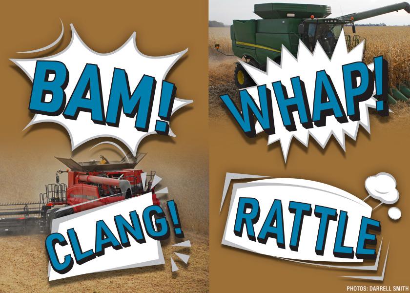 You're running your combine and hear the following sounds. Can you diagnose the cause? 