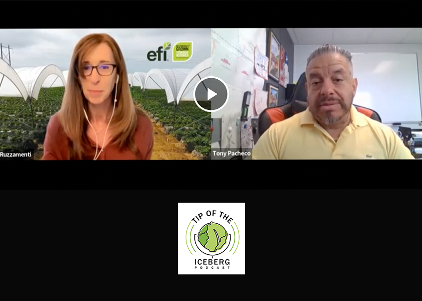 LeAnne Rhodes Ruzzamenti, EFI’s director of marketing communications, chats with Tony Pacheco, health and safety and temporary foreign worker manager at Windset Farms.