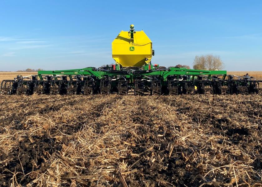 John Deere returns to the strip-till market with a pair of integral models and three drawn models to match dry fertilizer or anhydrous applications. 