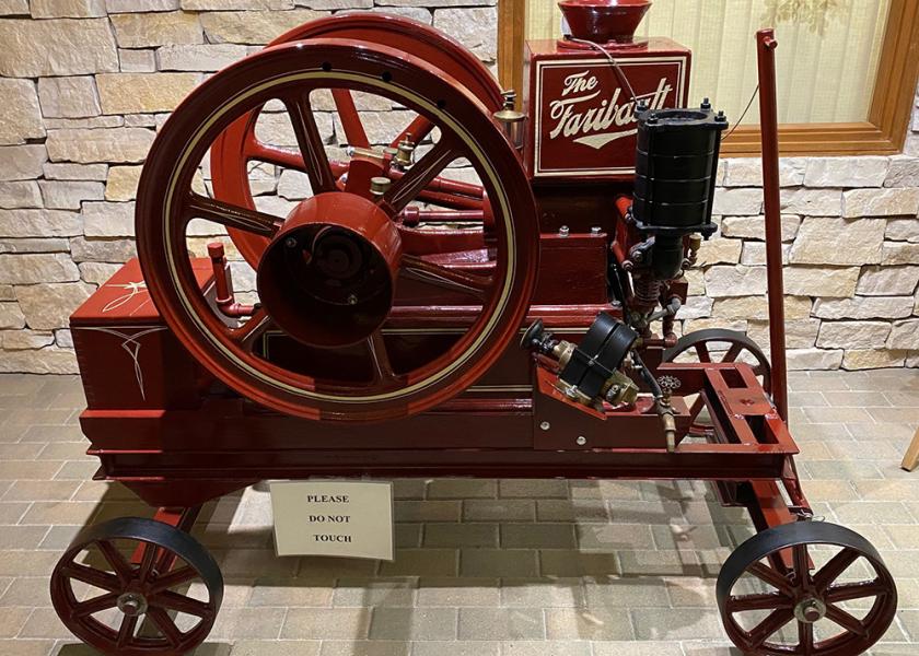 This small, but mighty engine on wheels, was used as a stationary power source for farm implements. It was built just a few blocks from the bank and was known as “The Mighty Faribault.” It is one of John Carlander’s prized items on display at The State Bank of Faribault.