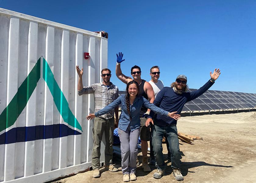 The early prototypes have a 10- to 50-kilowatt solar array connected to the Nitricity on-site system housed in a shipping container.