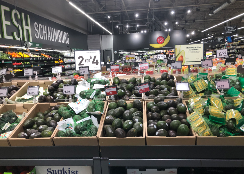 This avocado display has many different elements at the Amazon Fresh store in Schaumburg, Ill.