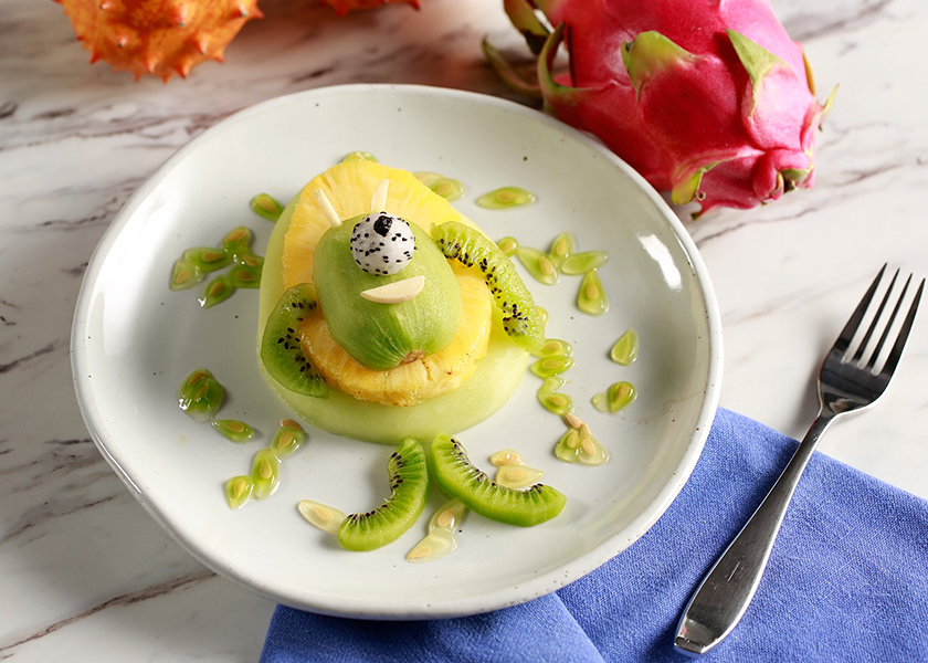 The Mike Wazowski Fruit Stack, inspired by Disney and Pixar’s “Monsters, Inc.” is among the 20 recipes reissued by Dole Food Company to commemorate The Walt Disney Co.’s centennial celebration.