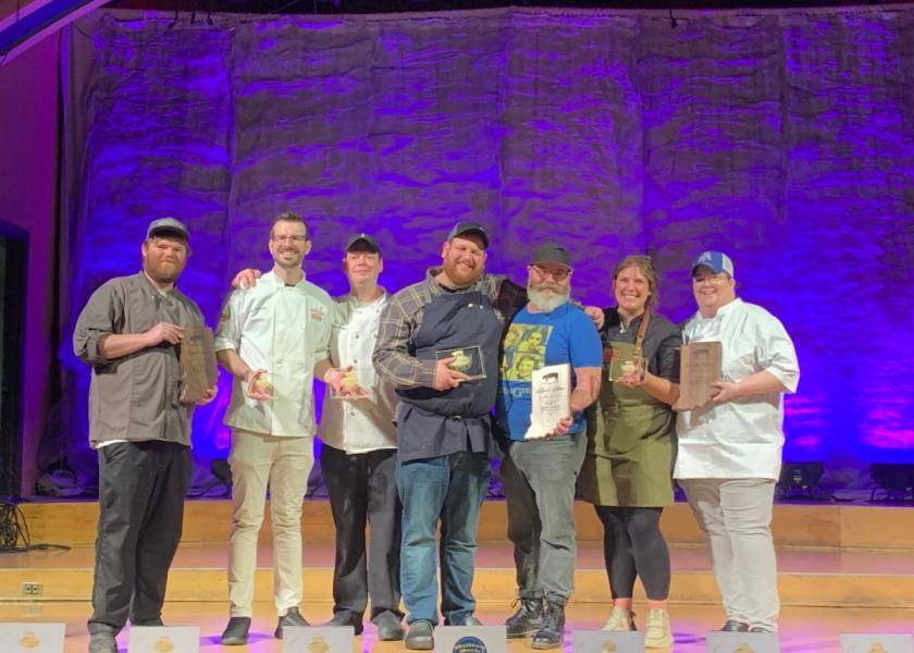 Taste of Elegance winning chefs from L-R; Cole Padgett, Steven Hackney, Brian Cheshire (Hackney's sous chef), Dean Sample, Steve Ongley (Sample's sous chef), Erin Oeschle, Tracey Couillard