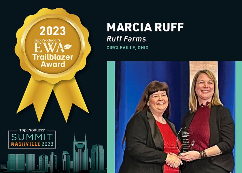 Marcia Ruff, the 2023 Executive Women in Agriculture Trailblazer Award winner, delights in her many roles on the farm and the opportunity to educate and advocate for agriculture and food production in the classroom.