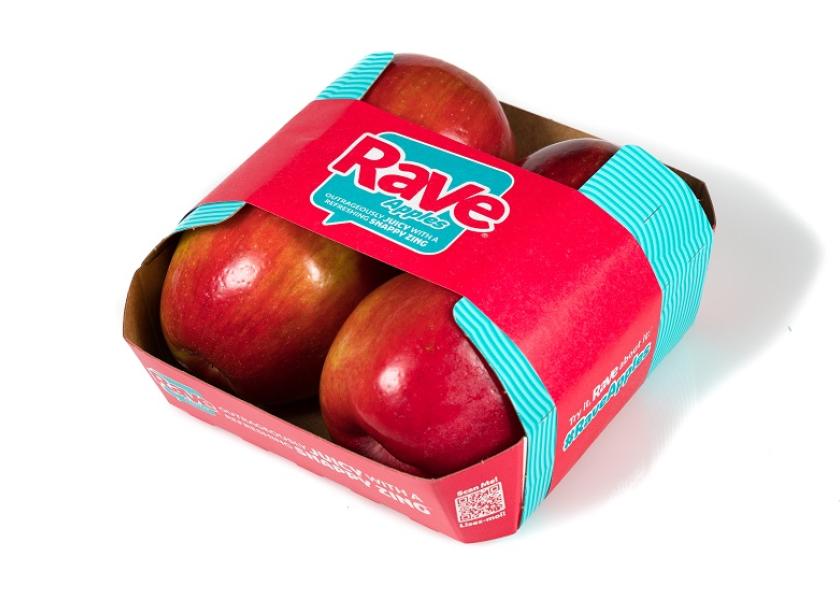 Stemilt launched the EZ Band, which sells larger-sized apples on count in a 4-pack that is recyclable and made of paperboard.
