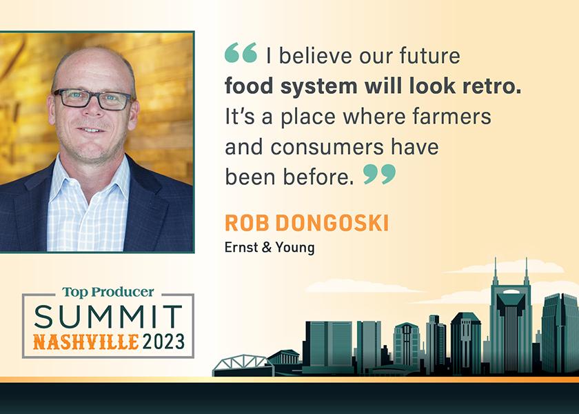 The food system is undergoing transformation, says Rob Dongoski, Ernst & Young. He pulled back the curtain on three ways it will change and how farmers can be ready during a presentation at the 2023 Top Producer Summit.