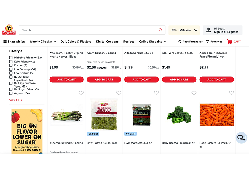 ShopRite's Wellness Everyday program now offers online shoppers diet and lifestyle filters to help them make choices that align with their nutrition needs.