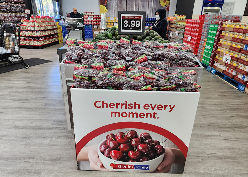 The Chilean Cherry Committee worked with four retail chains on the design and production of cherry bins to help drive consumer awareness and sales.
