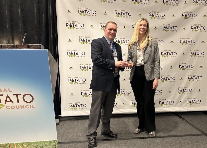 Dominic LaJoie wins the The Packer's 2023 Potato Person of the Year award at the National Potato Council's Washington Summit.