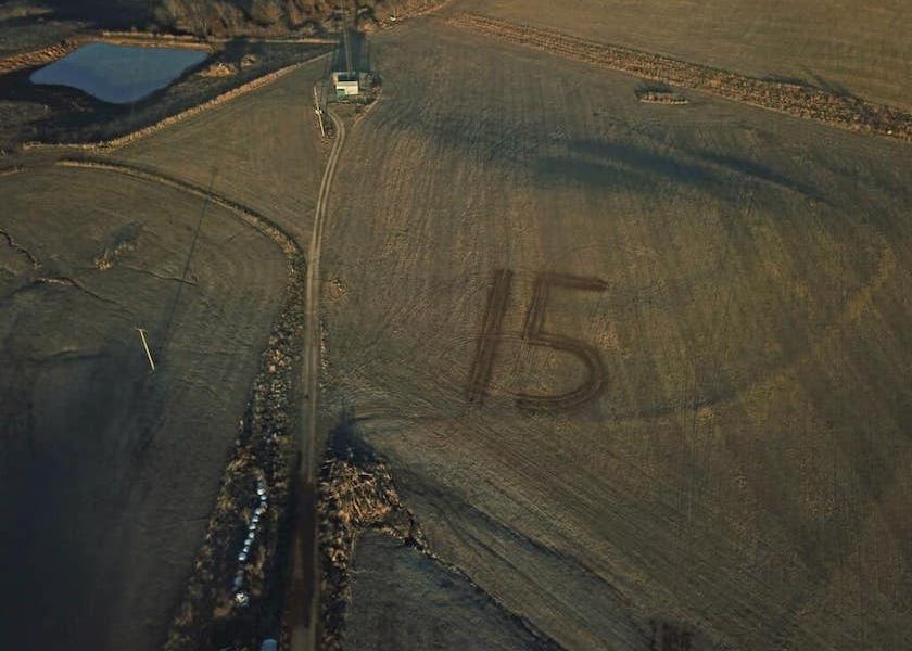 Once Rob Leach was satisfied with his ‘crappy creation,’ he took to Facebook to see if anyone nearby with a drone could take a picture of his masterpiece. A stranger responded, drove out to Leach’s farm, and flew a drone 400 ft. above his field. Here were his results.