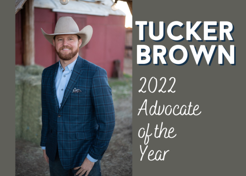 Tucker Brown of Throckmorton, Texas, has been selected as the 2022 Advocate of the Year by the National Cattlemen’s Beef Association, a contractor to the Beef Checkoff.