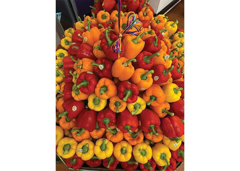 Benjamin Lee, a merchandiser at Weaver Street Market, submitted this beautiful photo of his bell pepper display in PMG's Produce Artist Award Series display contest.