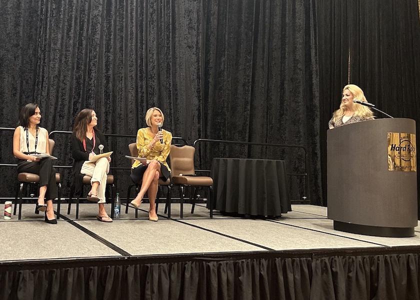 The "Is Food as Medicine the Future of Food?" education session at the Global Organic Produce Expo included (from left) Daniella Velazquez de Leon of Organics Unlimited, Karen Falbo of Natural Grocers, Lisa Coleman of Giant Food and Wendy Reinhardt Kapsak.

