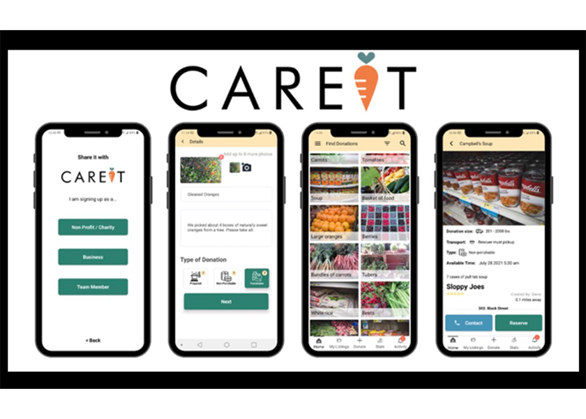 Careit is a new app grocery retailers can use to connect with food banks and nonprofits to donate surplus food.