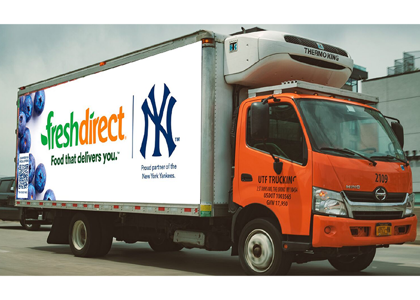 FreshDirect expanded its partnership with the New York Yankees and will start using this truck when the 2023 baseball season starts March 30.